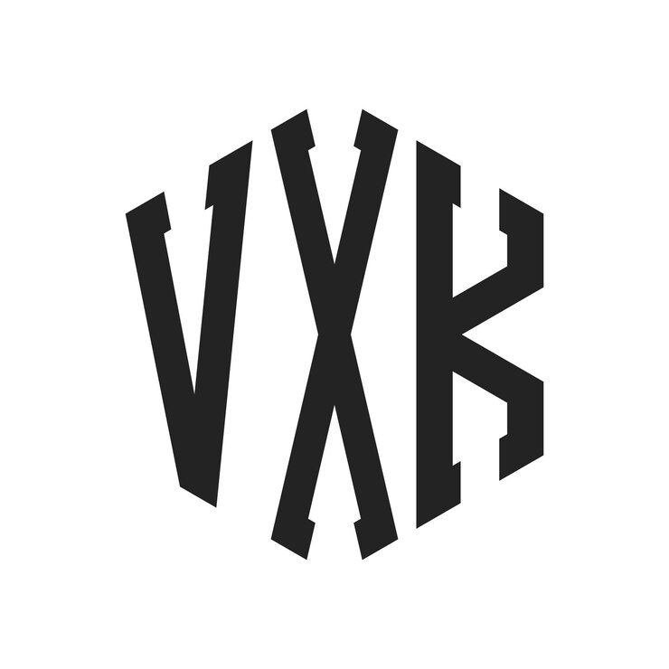 Vetor design do logotipo vxk letra inicial logotipo do monograma vxk usando forma de hexágono