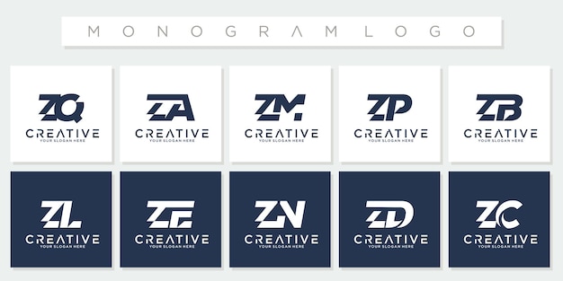 Vetor design do logotipo z das iniciais do monograma da coleção