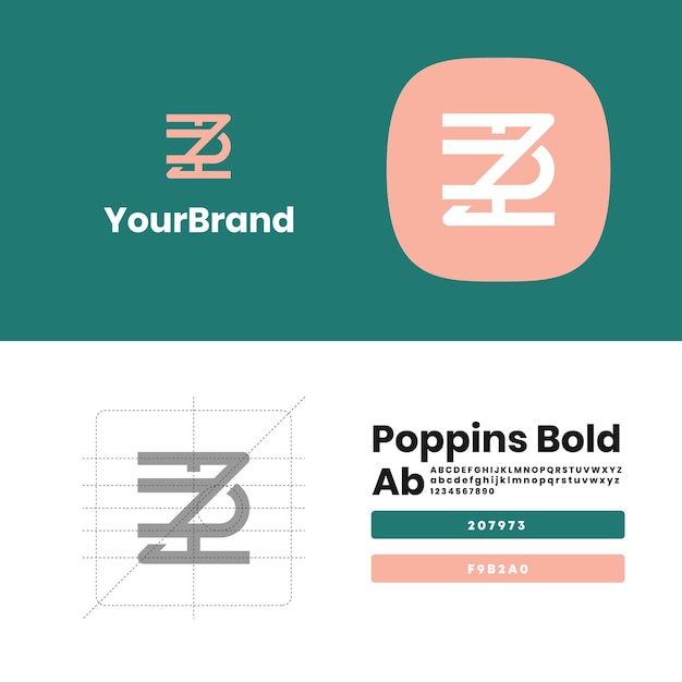Vetor design do logotipo zenripple com letras z e r
