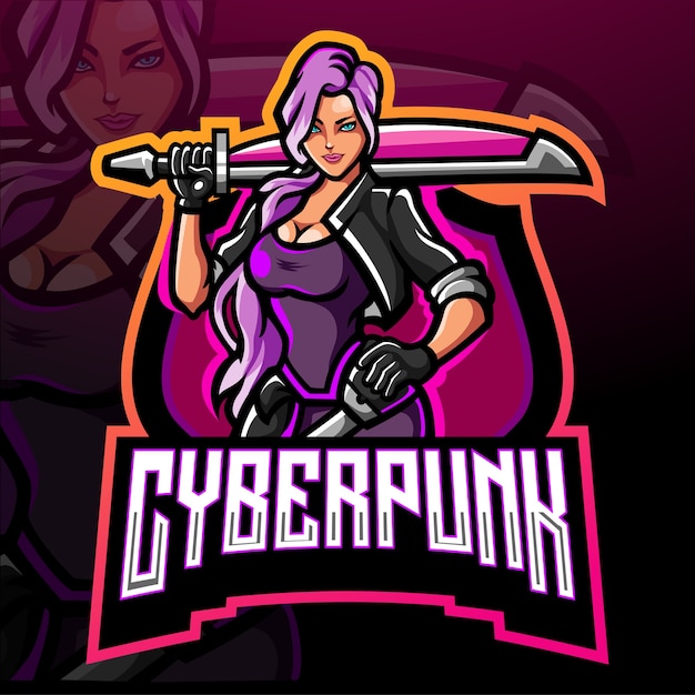 Design do mascote do logotipo cyberpunk esport