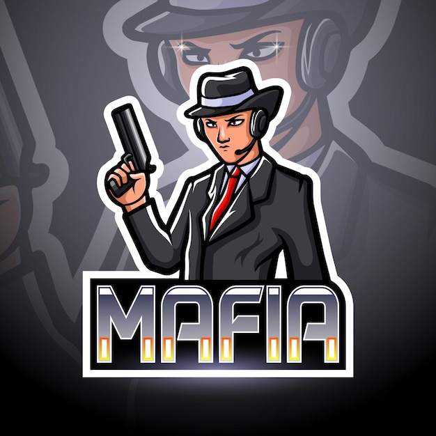 Vetor design do mascote do logotipo da máfia esport