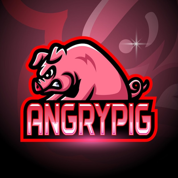 Design do mascote do logotipo do angry pig esport