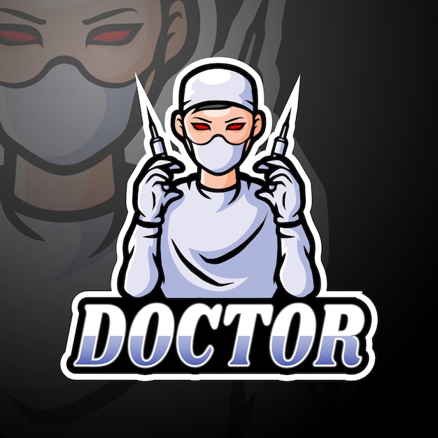 Design do mascote do logotipo doctor esport