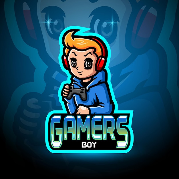 Vetor design do mascote do logotipo gamer boy esport