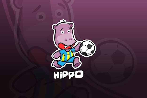 Vetor design do mascote hippo esport. futebol