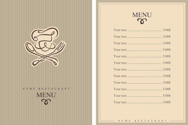 Design do menu do chef