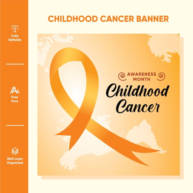 Vetor design do mês de conscientização do câncer infantil l banner l dia internacional do câncer infantil