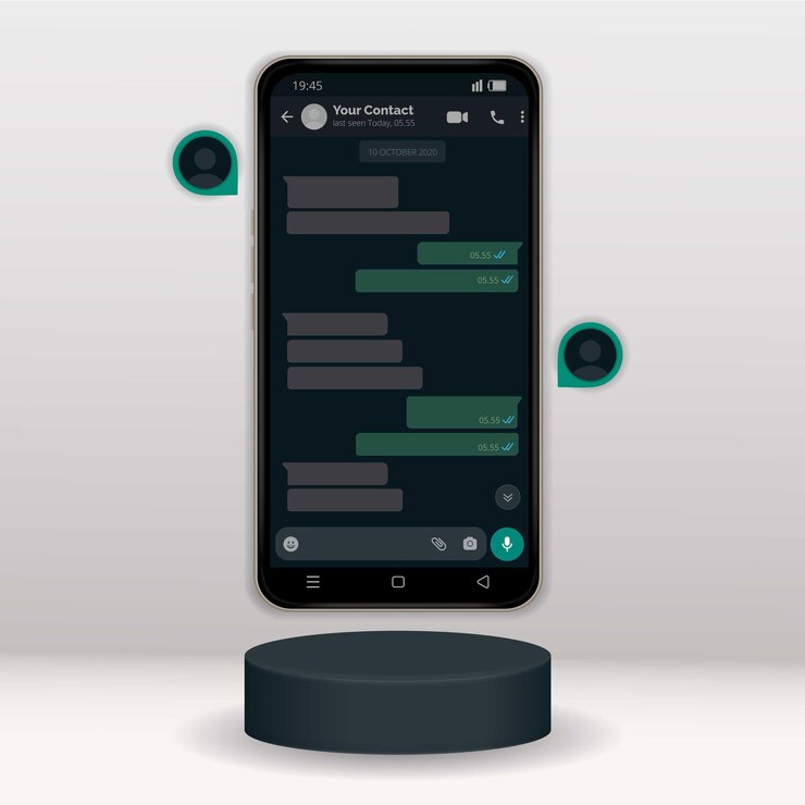 Design do modelo da interface do Whatsapp em modo escuro