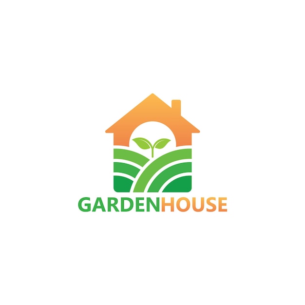 Design do modelo do logotipo da casa de jardim