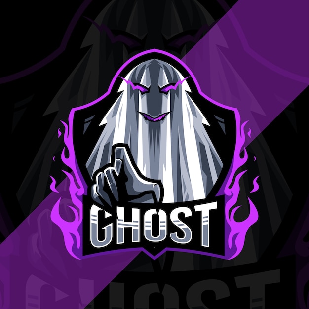 Design do modelo do logotipo do mascote fantasma