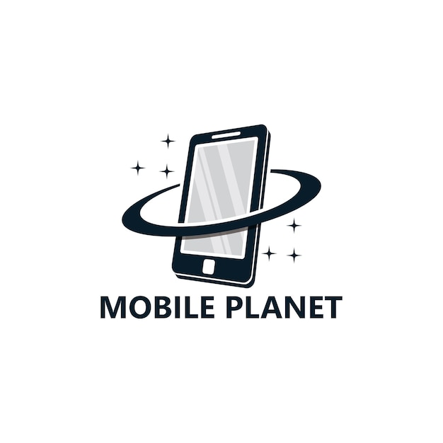 Vetor design do modelo do logotipo do mobile planet