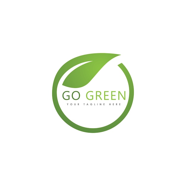 Design do modelo do logotipo go green eco tree leaf