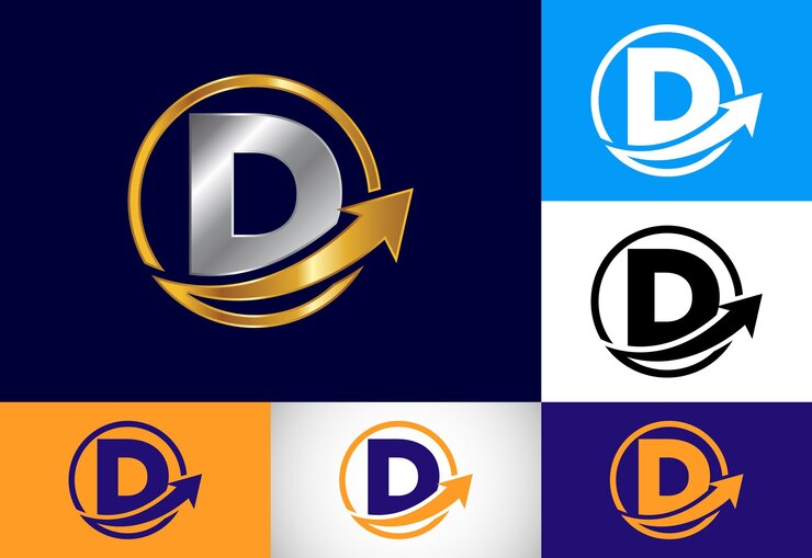 Vetor design do símbolo do alfabeto do monograma d inicial incorporado com o logotipo financeiro ou de sucesso da seta