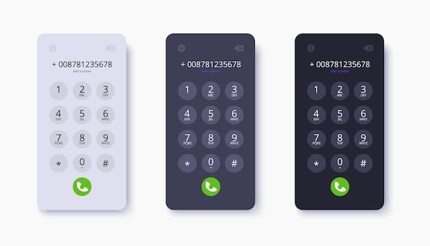 Vetor design do teclado de discagem com números e letras interface do smartphone com tela de chamada