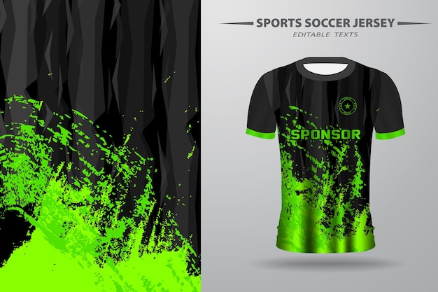 Design e modelo de camisa de futebol de futebol verde e preto