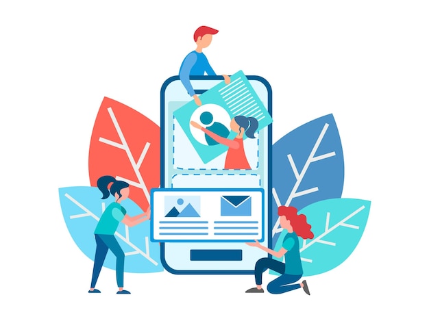 Design e programação de interface móvel de aplicativo móvel Ilustração vetorial
