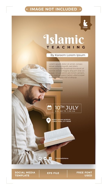 Vetor design editável de promoção de webinar de ensino islâmico