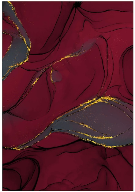 Design elegante de fundo de brilho de ouro vermelho abstrato tinta de álcool