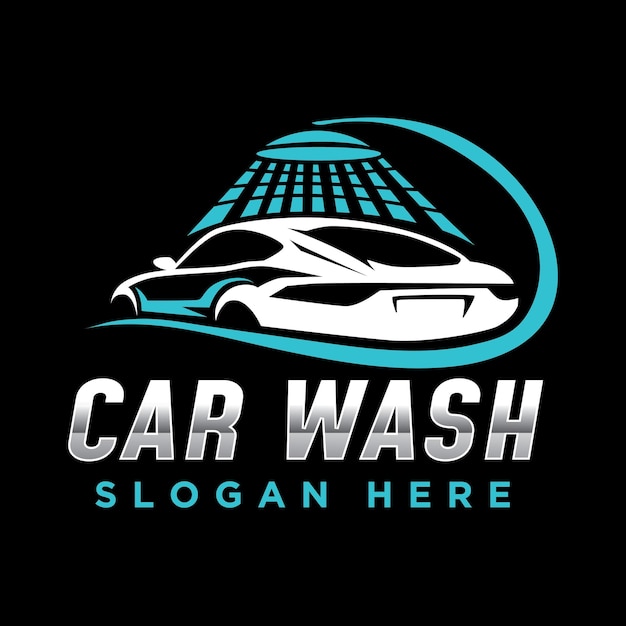 Design elegante do logotipo da lavagem de carros Ilustração vetorial do serviço de lavagem de carros