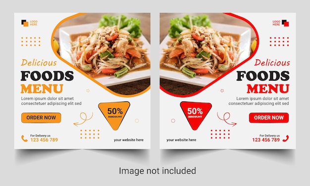 Design especial de modelo de postagem de banner de mídia social de comida deliciosa.