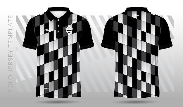 Vetor design esportivo de camisa polo abstrata preto e branco