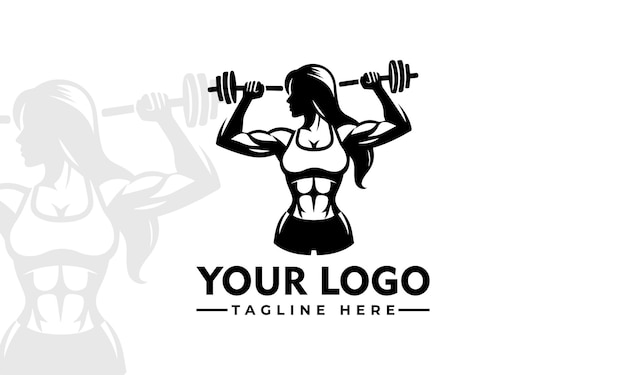 Vetor design flat gym lady vector fitness mulher silhueta logotipo trendy e motivacional fitness branding