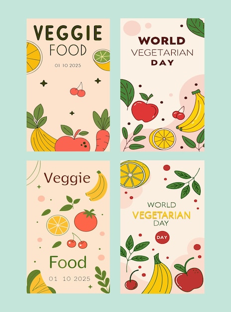 Design Flat Vegetarian Day Stories para o Instagram
