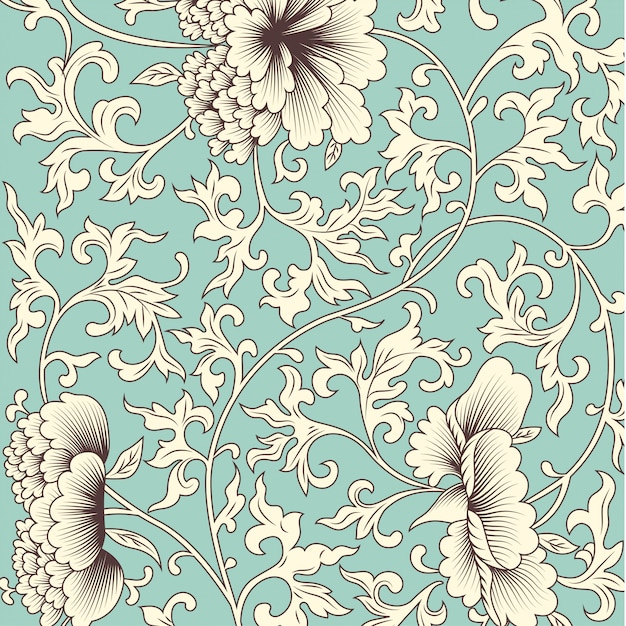 Design floral antigo colorido decorativo.