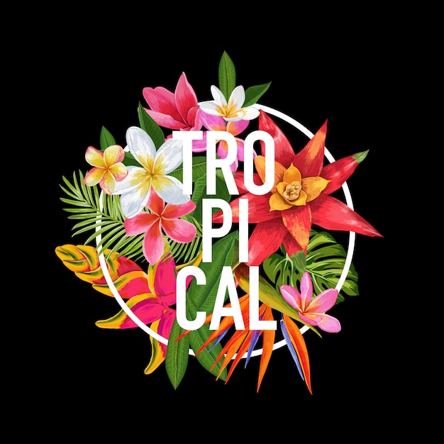 Design floral tropical. ilustração exótica das flores do plumeria