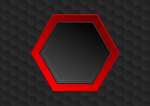 Vetor design geométrico de tecnologia de armação de hexágono preto vermelho