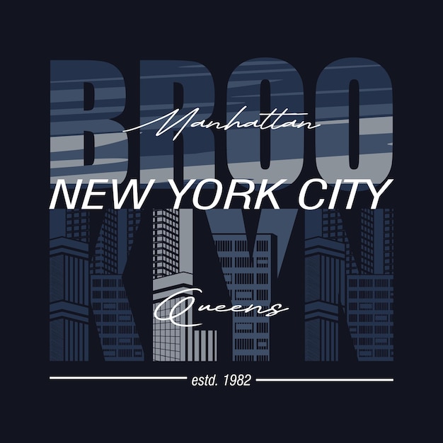 design gráfico de camiseta do brooklyn tipografia ilustração vetorial estilo casual