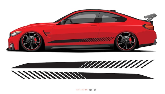 Design gráfico de carro vermelho para logotipo de envoltório de vinil de veículo vetor automotivo de corrida_20230214