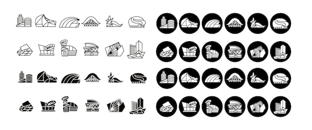 Design gráfico de coleção de conjunto de ícones de shopping center