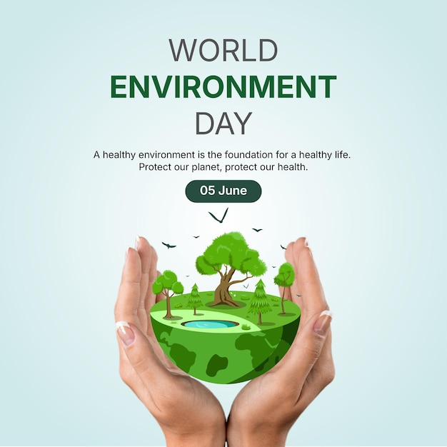 Design gráfico do Dia Mundial do Meio Ambiente com o conceito de Terra Verde