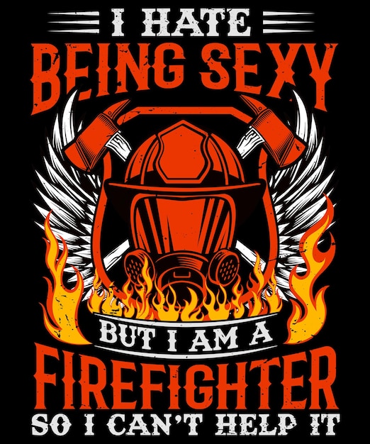 Design gráfico e de mercadoria de t-shirt vetorial de bombeiro