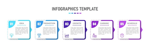 Vetor design infográfico vetorial vetorial com ícones e 5 opções ou infográficos de etapas para o conceito de negócio