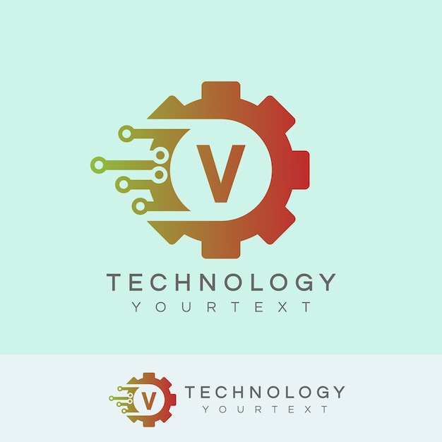 Vetor design inicial do logotipo da letra v da tecnologia