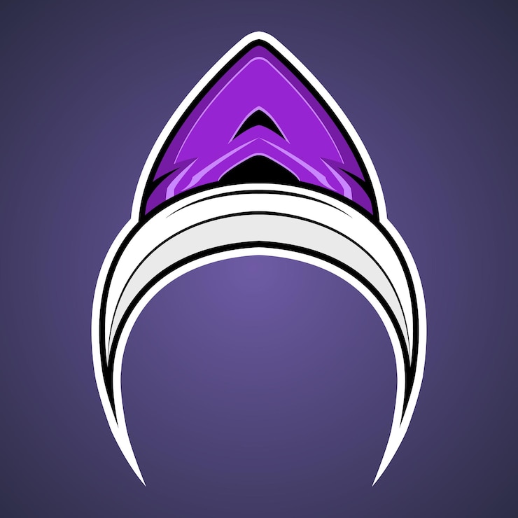 Vetor design inicial do logotipo do vetor esport na cor roxa com ilustração do conceito de lua ou foguete