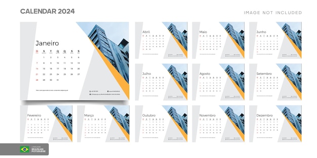 Design inspirador do calendário de 2024