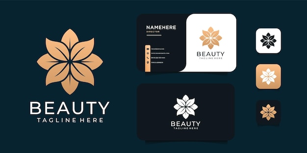 Vetor design inspirador do logotipo da flor dourada da beleza