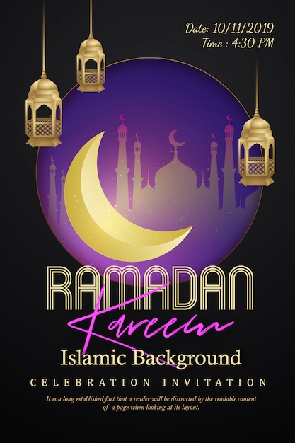 Design islâmico do cartaz de ramadan kareem