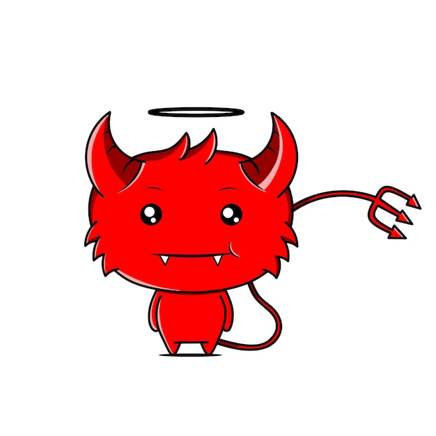 Design kawaii de personagem diabo vermelho fofo