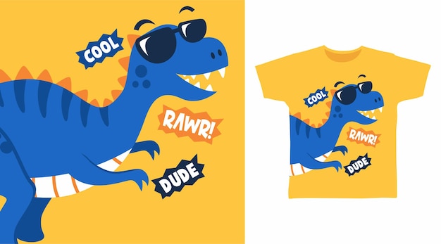 Vetor design legal de camisetas de óculos de dinossauro