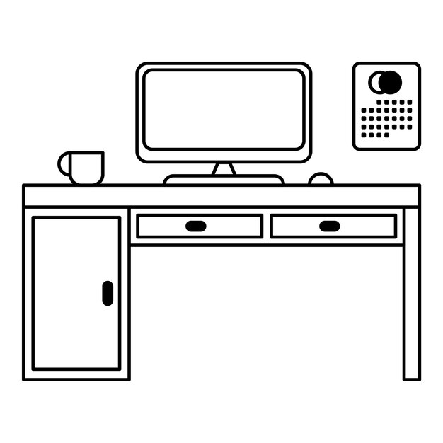Design lineart de desktop de computador