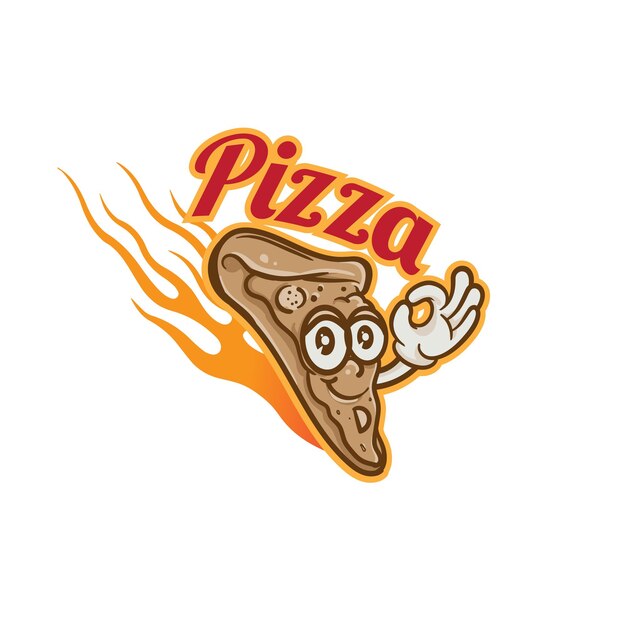 Design logotipo mascote ilustração vetorial de pizza