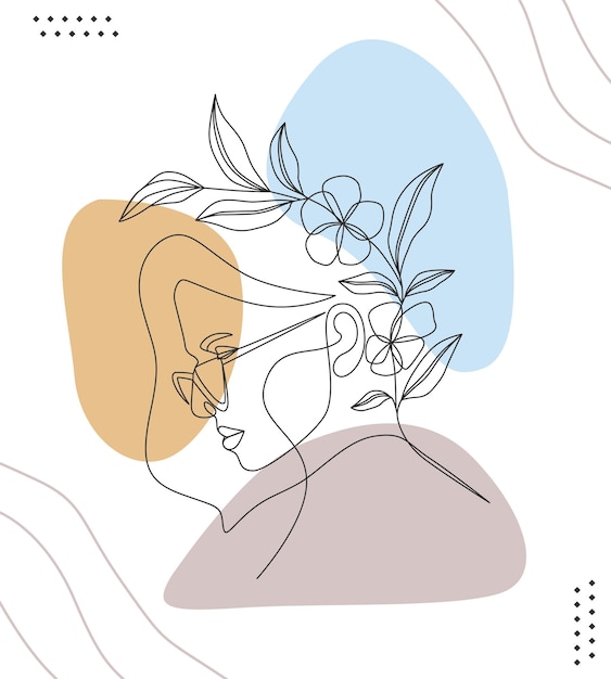 Design minimalista de mulheres e flores um estilo de desenho de linha arte de linha