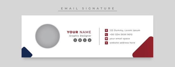 Vetor design mínimo de modelo de assinatura de e-mail ou rodapé de e-mail com perfil digital