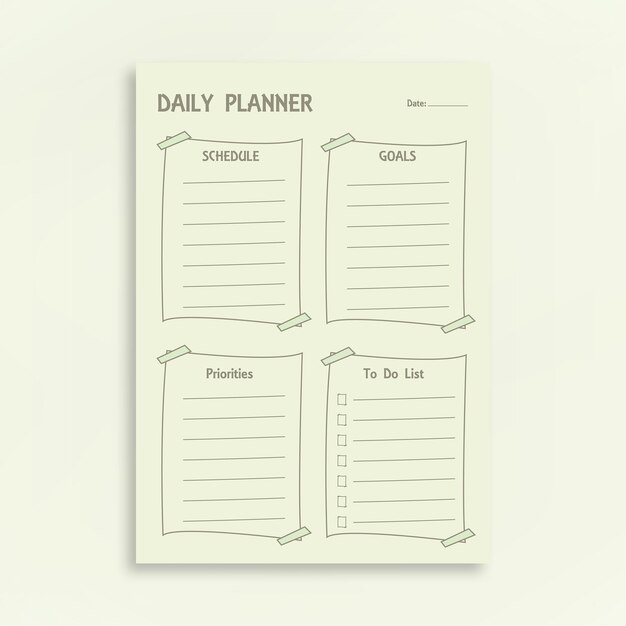 Design mínimo de modelo de organizador de lista de tarefas diárias