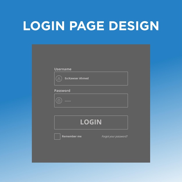 Vetor design mínimo de página de login para o seu site