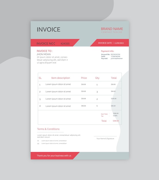 design moderno criativo modelo de factura